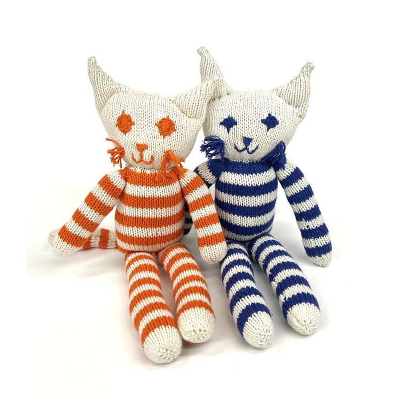 Hand Knitted Stripped Cat Stuffed Animal