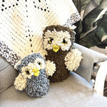 Hand Knitted Homespun Wool Owl Stuffed Animal