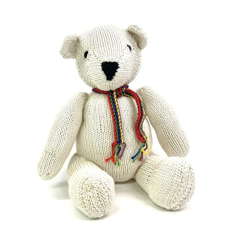 Hand Knitted Organic Cotton Round Bear Stuffed Animal