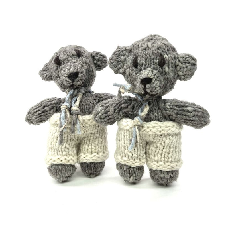 Hand Knitted Homespun Wool Mini Bear Stuffed Animal