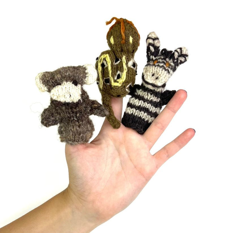 Kenana Knitters Hand Knitted Homespun Wool 3 Finger Puppets