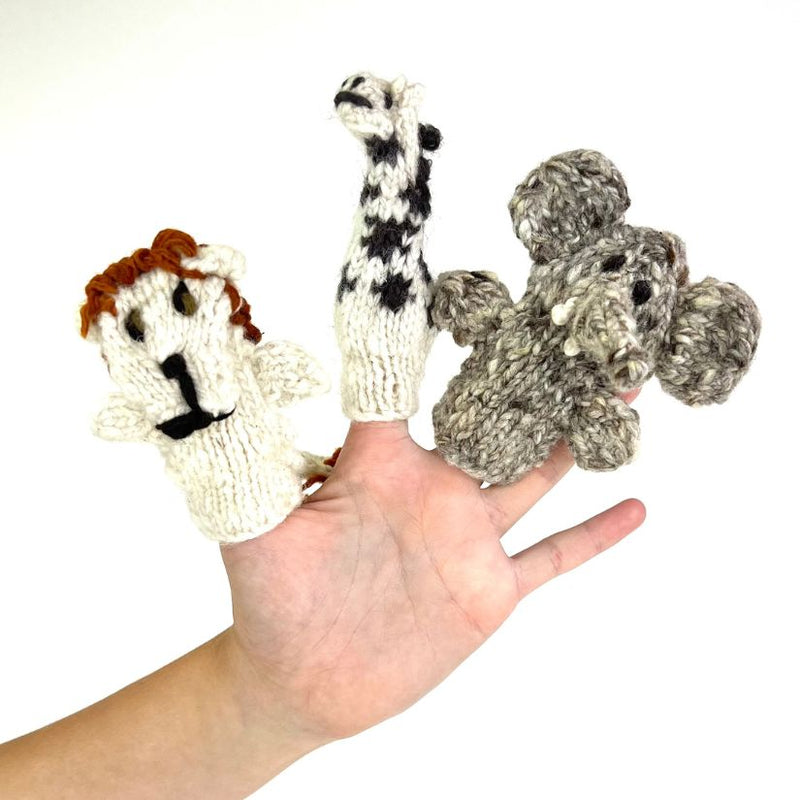 Kenana Knitters Hand Knitted Homespun Wool 3 Finger Puppets