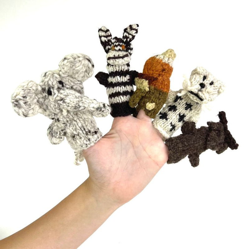 Kenana Knitters Hand Knitted Homespun Wool 5 Finger Puppets