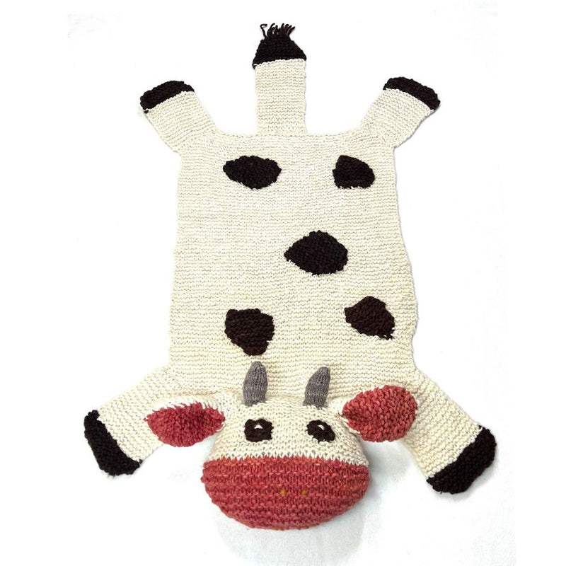 Hand Knitted Homespun Wool Animal Rug with Pillow Head