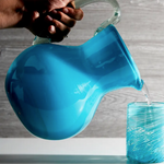 Aqua Handblown Glass Pitcher