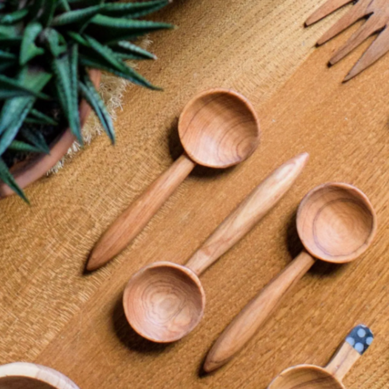 Olive Wood Long Handled Coffee Spoon