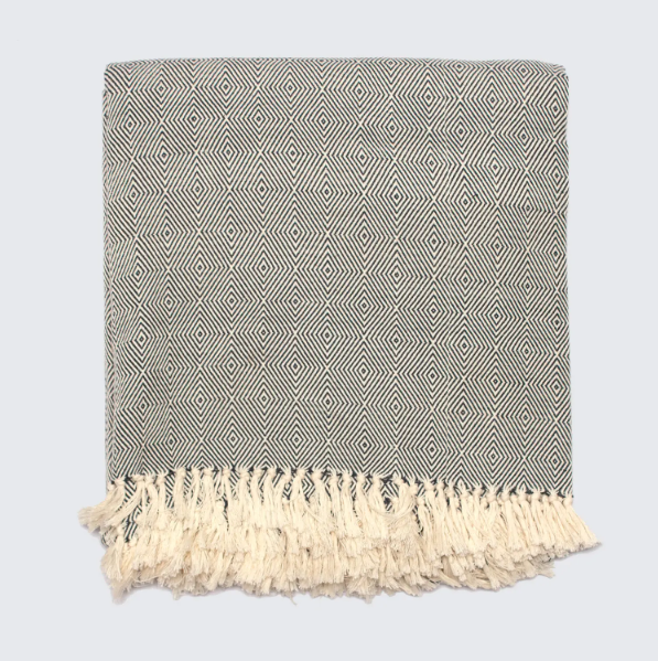 Tanzanian Hand Woven Cotton Throw - Diamond Pattern