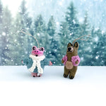 Piggy and Kangaroo Ornaments - Set of 2
